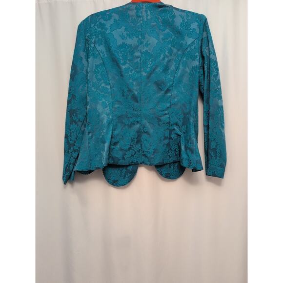 nah nah collection 12 jacket teal paisley rhinestone buttons shoulder pads - Picture 7 of 9